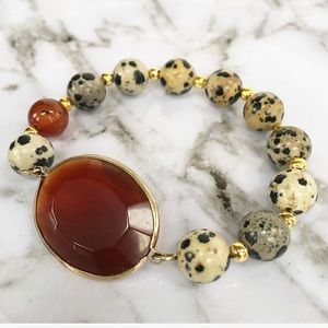 Agate Focal Gemstone Stretch Bracelet-mSs Designs